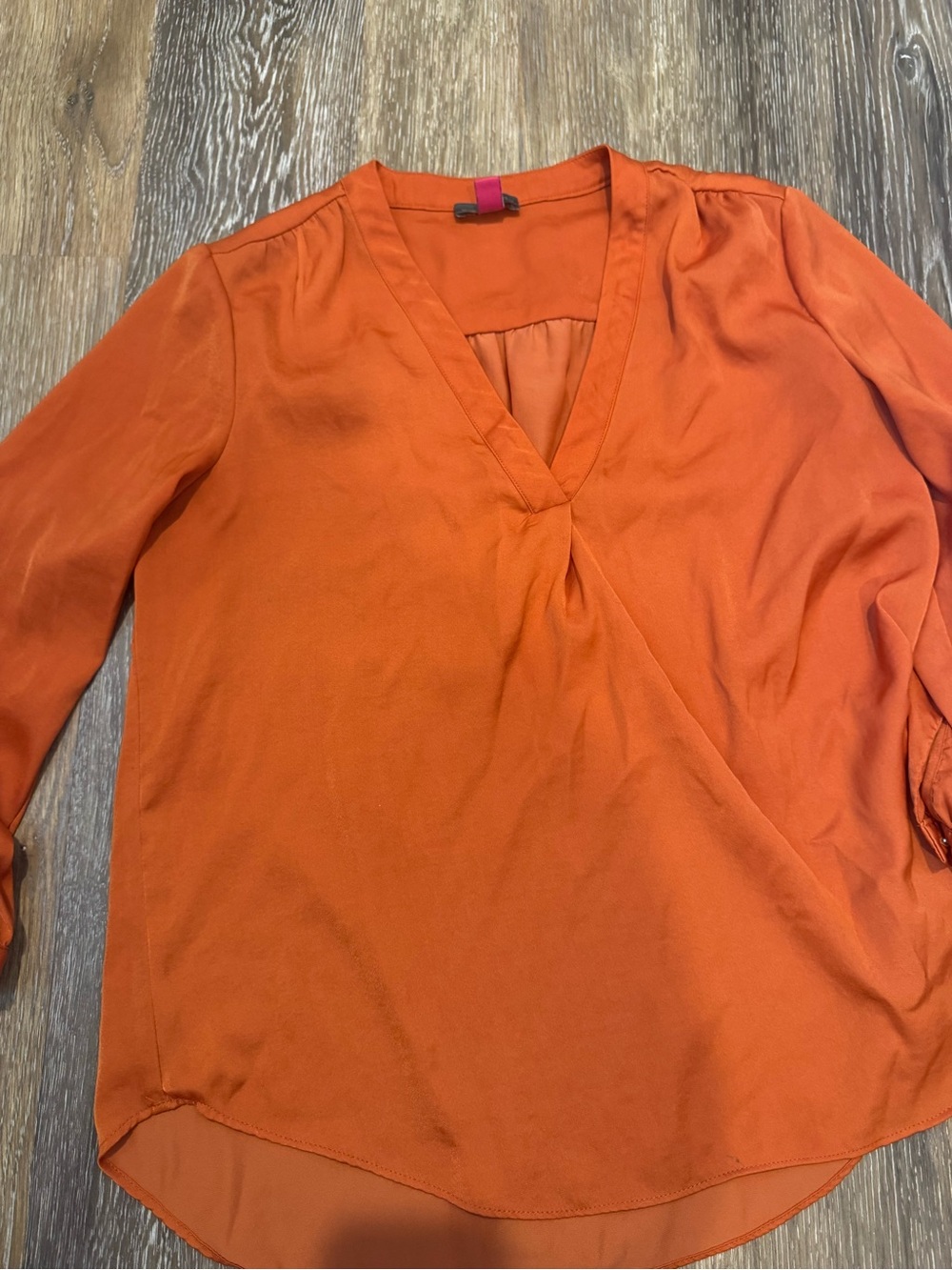 Vince camuto Orange V-Neck Long Sleeve Blouse